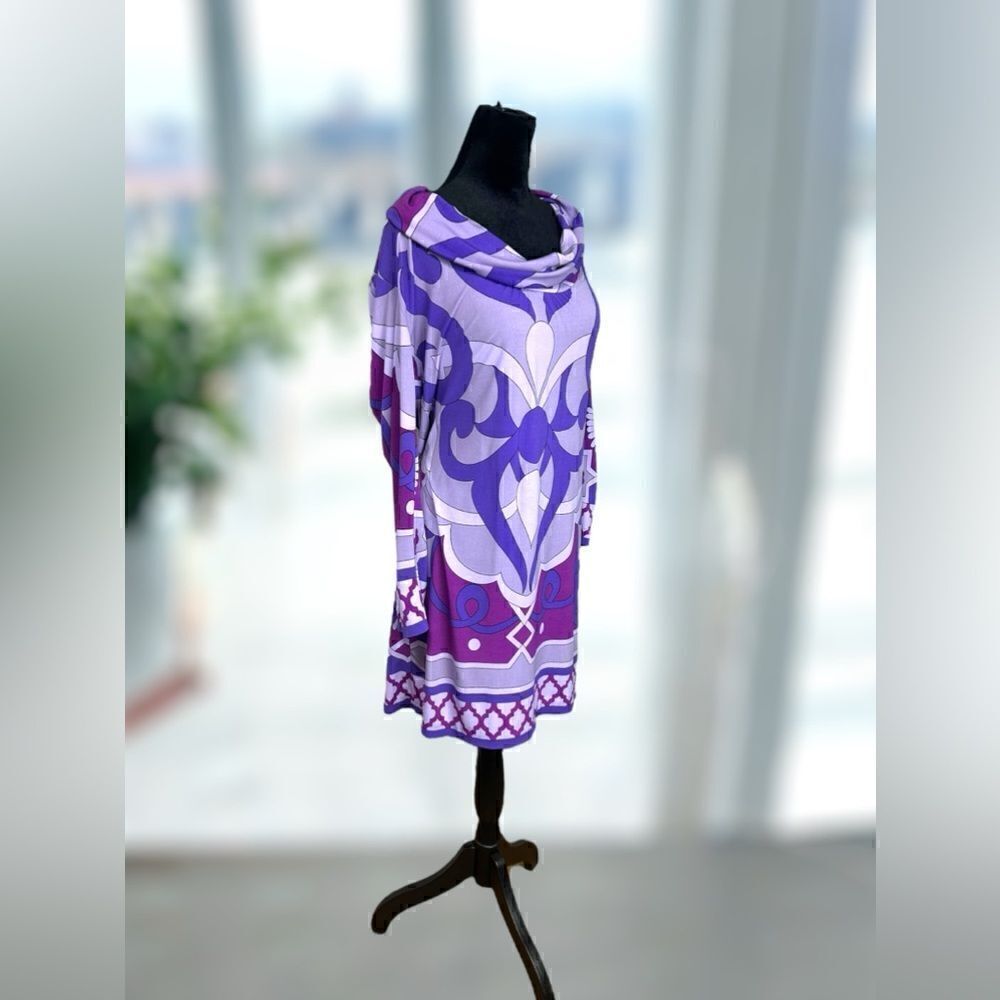 ECI New York Cowl Neck Retro Print Dress Size 4 S - Picture 6 of 13